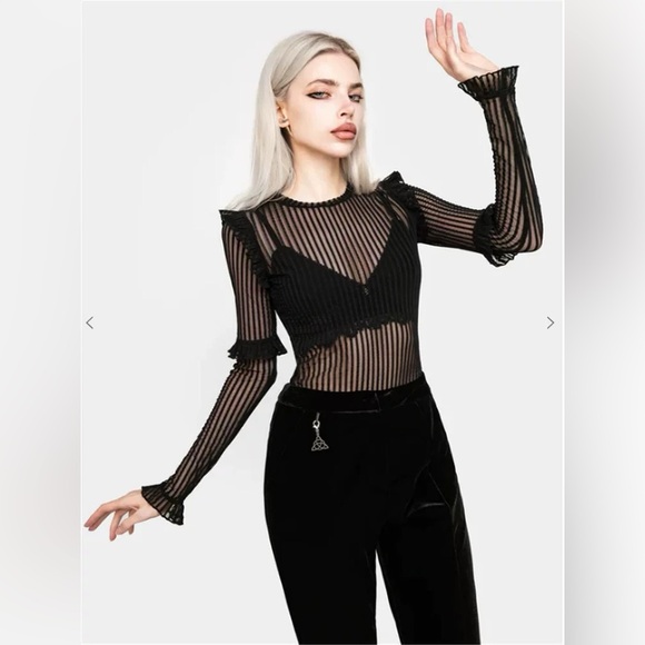 Disturbia Tops - Disturbia Mourning Ruffle Top us2